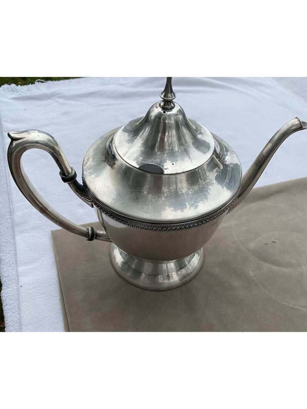 Vintage Silver-Plated Beaded Teapot